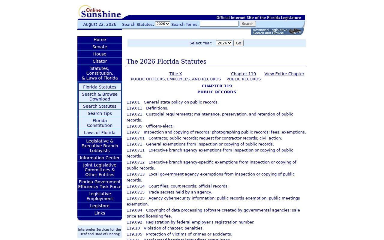 Florida Public Records Law for North Lauderdale records requests