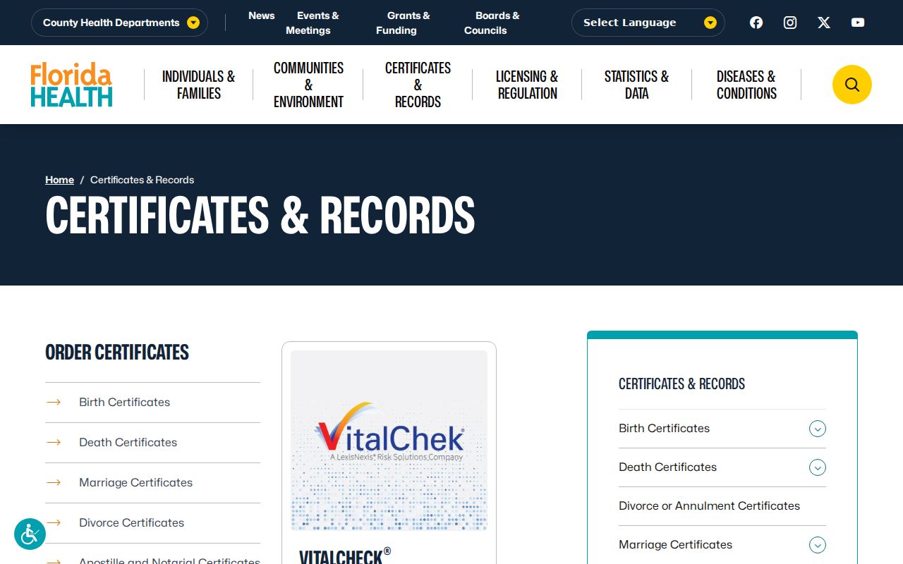 Florida vital records gateway for North Lauderdale previous residents