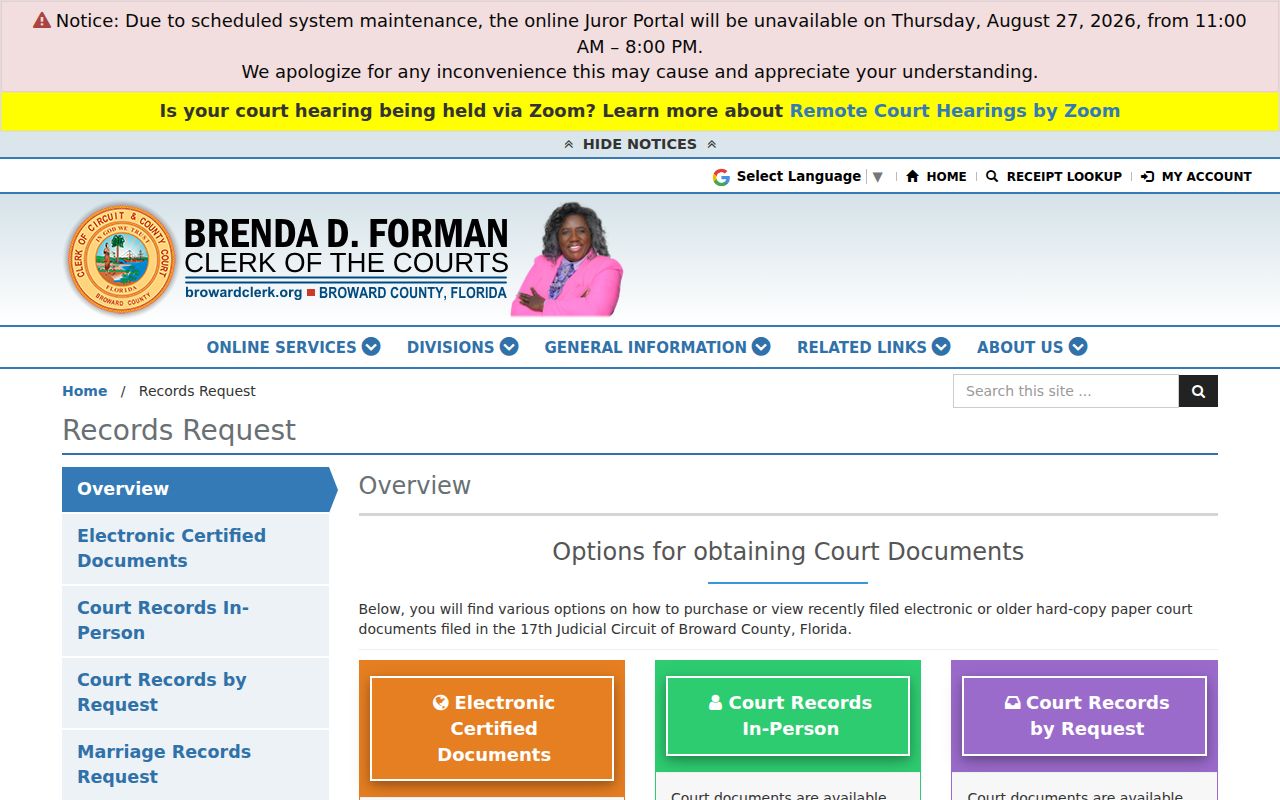 North Lauderdale resident lookup Broward court records request