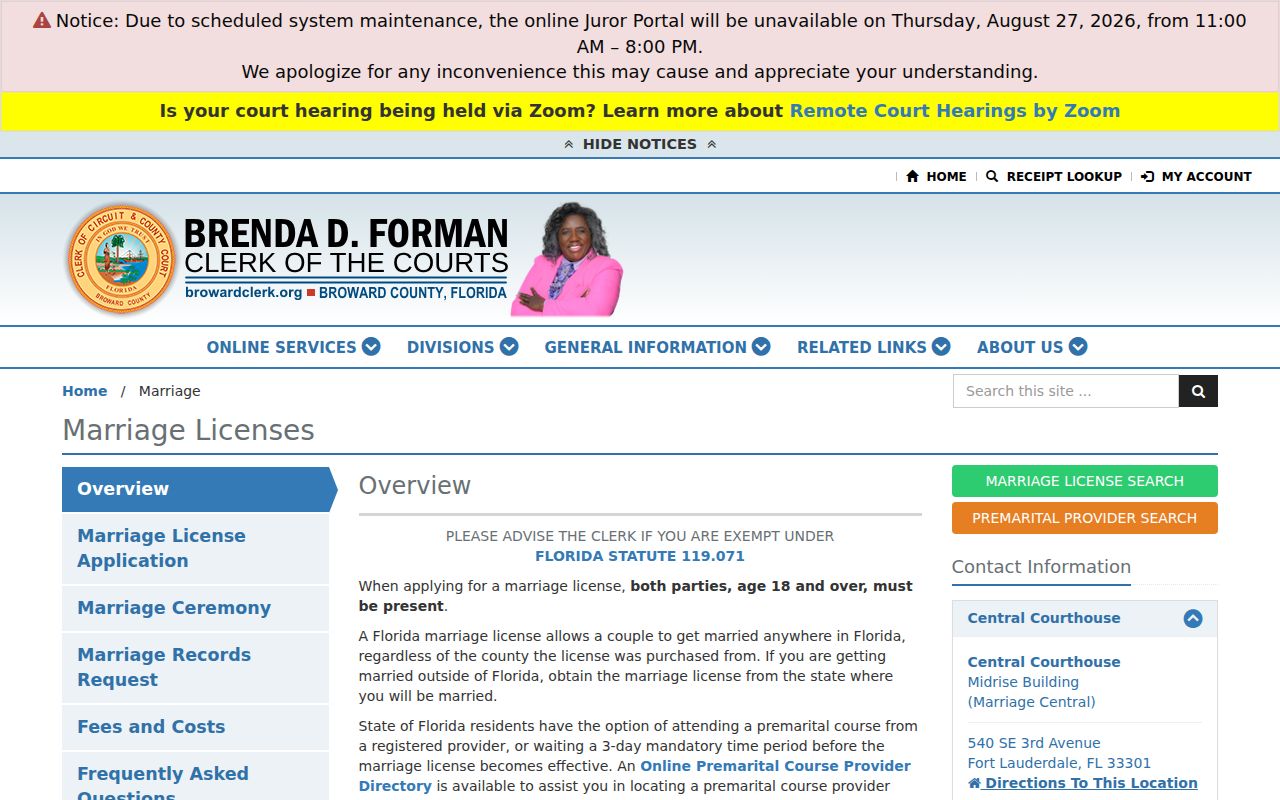 North Lauderdale resident lookup Broward marriage records