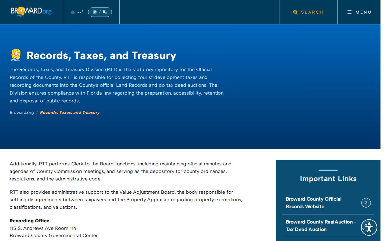 Broward deed search workflow for a North Lauderdale street address